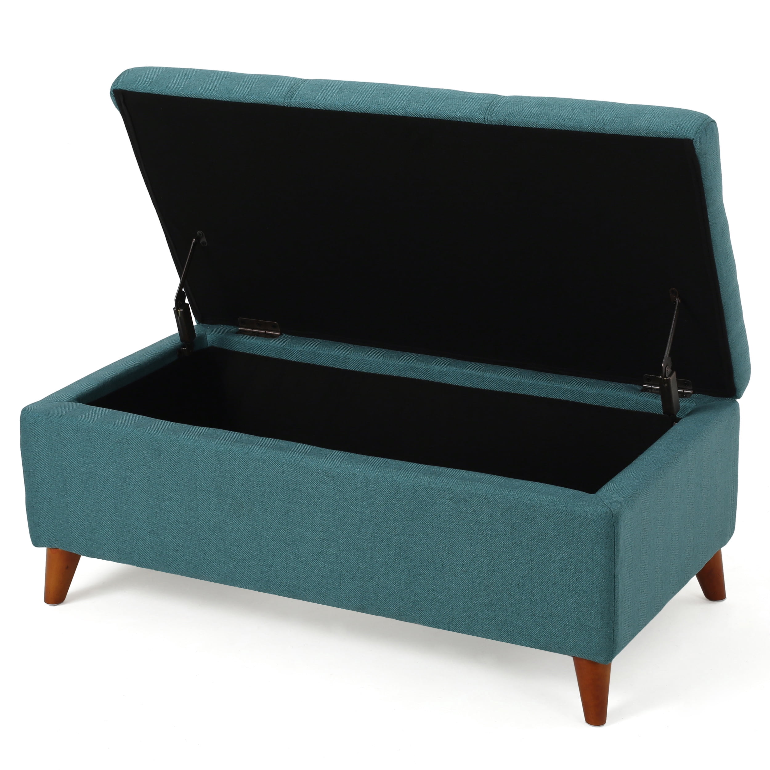 Noble House Haden Teal Fabric Storage Ottoman
