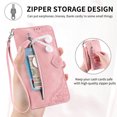 thumbnail image 3 of Allytech Wallet Case for OnePlus 11, Embossed Luxury PU Leather Case with Kickstand & Card Slots, Slim Zipper Pocket Detachable Wrist Strap Magnetic Clasp Anti-Drop Case - Pink, 3 of 6