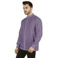 thumbnail image 4 of Bestman Mens Solid Shirt Mandarin Collar Long Sleeve Button-Up Formal Shirts Office Wear, 4 of 7