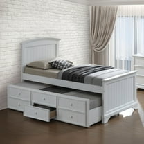 Furniture of America Livia Kids Solid Wood Twin Captain Bed, White