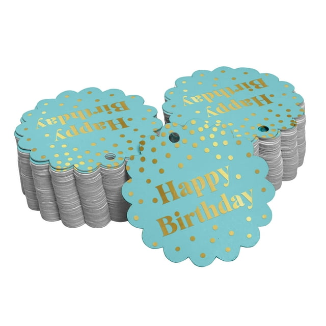 Inkdotpot Gold Foil Paper Hang Tags Happy Birthday Favor Tags 100 Pieces