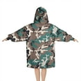 thumbnail image 2 of Green Brown Camo Irregular Shapes Pattern Blanket Hoodies for Kids 6-13YR Oversize Wearable Blanket Hoodies for Boys Girls Teens, 2 of 7