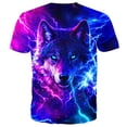 thumbnail image 4 of Short Sleeve Shirts for Men Lapel Wolf Print Cute Summer Tops for Men, 4 of 4