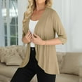 thumbnail image 6 of bbymog Thin Cardigans for Women Lightweight Open Front Cardigan 3/4 Sleeve Ruffles Cardigan Sweaters Fall Casual Loose Cardigans for Women Trendy Khaki XL, 6 of 8