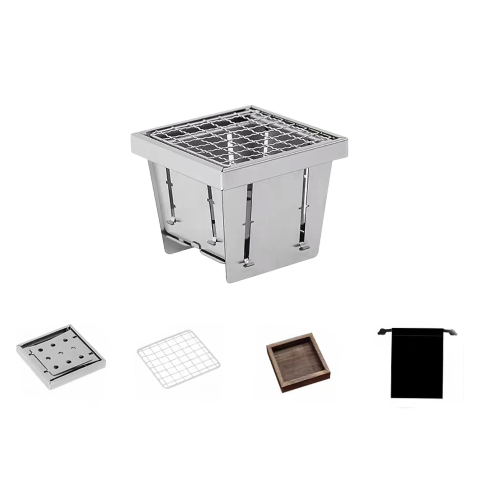 Charcoal Grills Telescoping Stainless Steel Smoker for Backpacking Campfires Portable Cooking Gear for Couple Travelers
