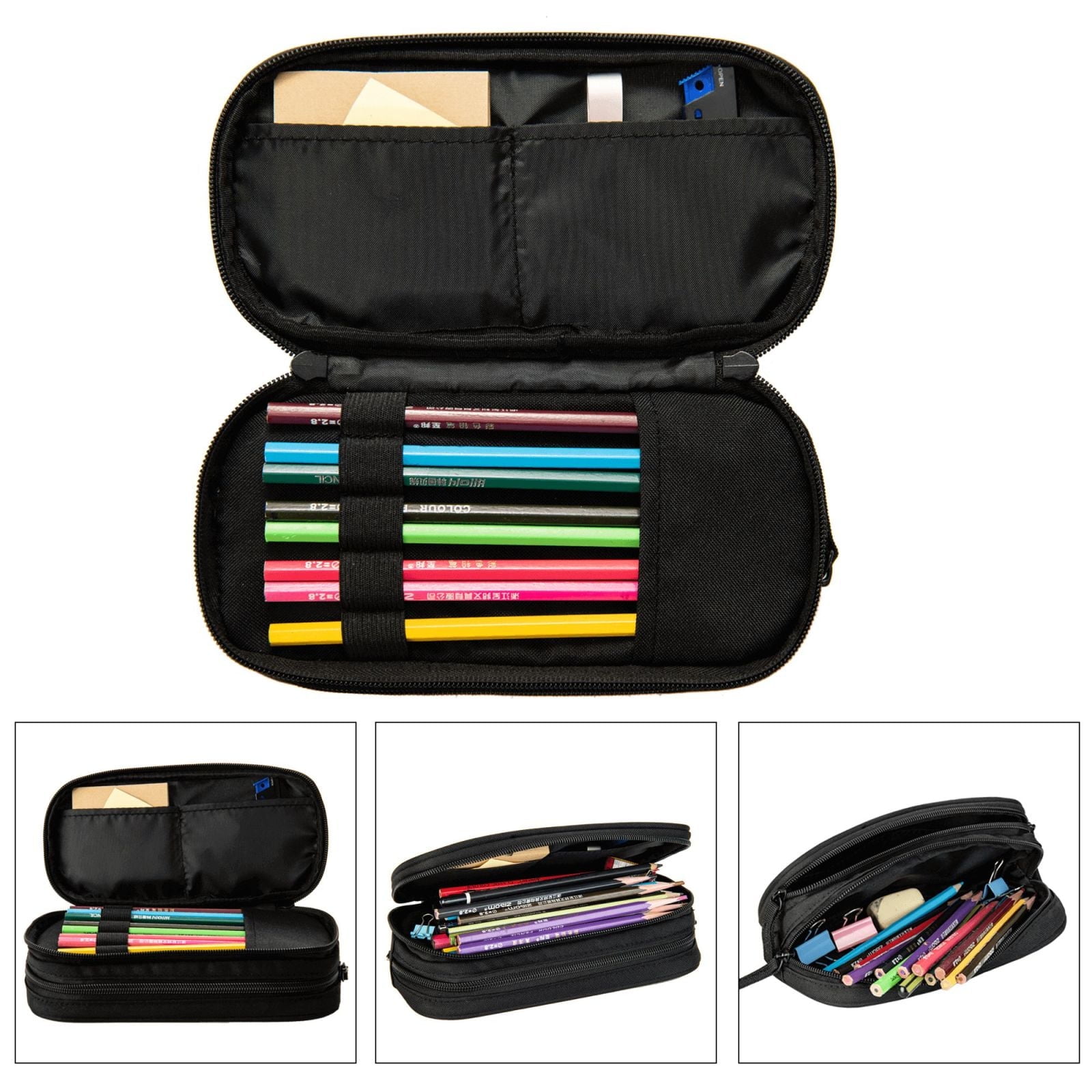 The Powerpuff Gi-rls Pencil Case Large Capacity Pencil Pouch Penbag Office Stationery Organizer Travel Makeup Bag Black