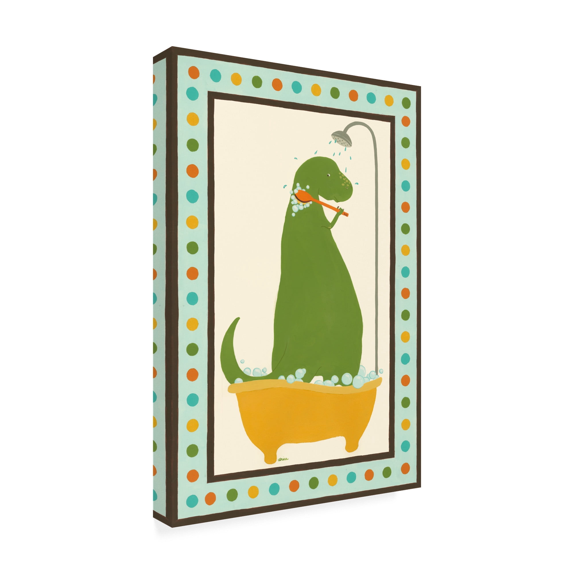 Trademark Fine Art 'Rub A Dub Dino II Childrens Art' Canvas Art by June Erica Vess