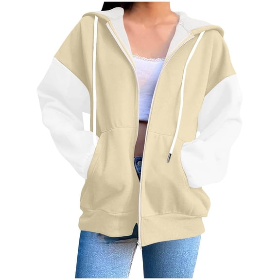 Certgust Hoodies Womens Oversized Zip Up Sweatshirt with Hood and Pockets Long Sleeve Casual Fall Jacket