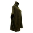 thumbnail image 4 of 2026 Women Fashion Sweater Elegant Turtleneck Half Sleeve Shawl Solid Knitted Cape Trendy Clothes 2025 Green, 4 of 5