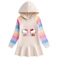 thumbnail image 3 of Hello Kitty primavera y otoño nuevo algodón dibujos animados Arco Iris niñas vestido de manga larga con capucha suéter vestido de princesa, 3 of 5