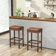 thumbnail image 2 of Coastway 29.5" Wood Frame PU Leather Upholstered Bar Stools Set of 2 with Footrests Brown, 2 of 7
