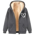 thumbnail image 2 of JingHai Winter Jackets for Men Fleece Lined Hooded Jacket Zip Up Fuzzy Hoodie Faux Fur Coat Thermal Outerwear Unisex Hoodies-Dark Gray XXL, 2 of 4