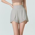 thumbnail image 3 of Gibobby Short Deportivo Pantalones cortos para mujer con bolsillos Cintura alta Pantalones cortos de entrenamiento para correr Gimnasio Yoga Pantalones cortos de verano blanco(Gris, M), 3 of 5