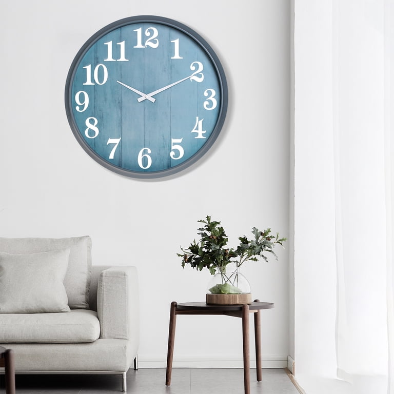 eYotto 18 Inch Silent Wall Clock, Waterproof Blue photo 5