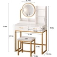 thumbnail image 4 of VEANERWOOD Makeup Vanity with Round Mirror and Lights, White Vanity Makeup Table with Charging Station, Small Vanity Table for Bedroom, 3 Lighting Modes, 31.5in(L), 4 of 7