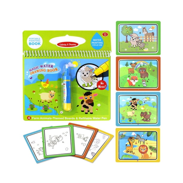Libro de colorear con dibujo de agua mágica, regalo de cumpleaños para niños, bolígrafo de dibujo, tablero de pintura, juguetes educativos para niños Eigraketly WJU1547-04