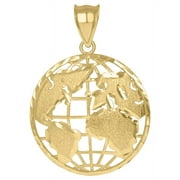 10k Yellow Gold Mens World Map Globe Charm Pendant Necklace Jewelry for Men - 3.0 Grams