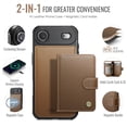 thumbnail image 2 of for iPhone Air Wallet Case with Detachable Magnetic Card Holder, PU Leather + TPU, RFID Blocking Kickstand 2-in-1 Shockproof Drop Protective Phone Case with Magnetic Buckle, Brown, 2 of 12