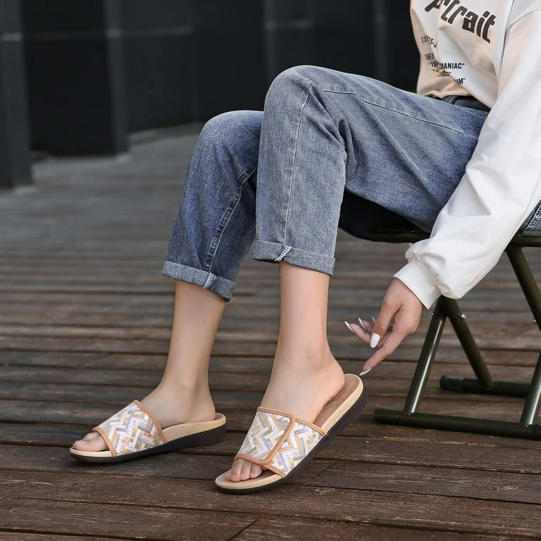 MEGNYA Orthopedic Slides Sandals for Women Comfortable Plantar