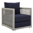 thumbnail image 2 of Modway Aura 3 Piece Outdoor Patio Wicker Rattan Set in Gray Navy by Modway, 2 of 7