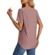 thumbnail image 5 of Tops OFEEFAN de verano holgados con cuello en V y dobladillo curvo para mujer, 5 of 6