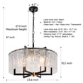 thumbnail image 4 of 23.6" French style Modern Crystal Chandelier - Black Wrought Iron Ceiling Light with 6 E14 Sockets (Bulbs Excluded) & 27.5" Adjustable Chain, 4.7" Ceiling plate Mount for Dining Room Living Room, 4 of 10