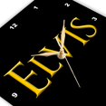 thumbnail image 3 of 3dRose, Elvis legendary baby boy name in America. Yellow on black charm, 13x13 Wall Clock, 3 of 7