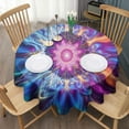 thumbnail image 3 of Colorful Tie Dye Flame Flower Pattern Round Tablecloth 60"x60",Wrinkle Wipeable Table Cloth for Kitchen Dining Room Picnic Patio Party, 3 of 6
