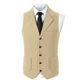 thumbnail image 2 of Donemore Men's Business Casual Solid Color Lapel Single-Breasted Suit Vest Waistcoat Classic Tailoring Slim Fit for Commuting Workplace Daily Wear, 2 of 6