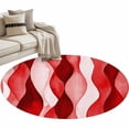 thumbnail image 2 of 3ft Round Rug, Red Striped Non-Skid Rubber Backing Large Area Rugs - Living Room Bedroom Home Office, Modern Gradient Geometric Ripple Stripes Indoor Floor Mat Carpets Washable Rug, 2 of 9
