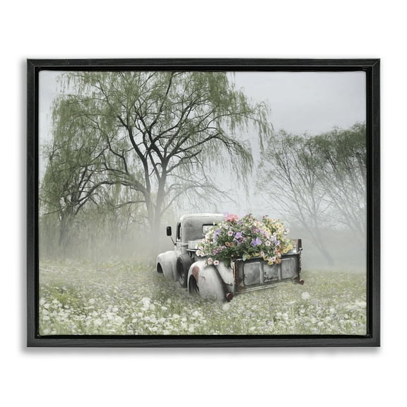 Stupell Industries Overgrown Floral Truck Plants & Flowers Photography Black Floater Framed Canvas Art Print Wall Art, 21 x 17