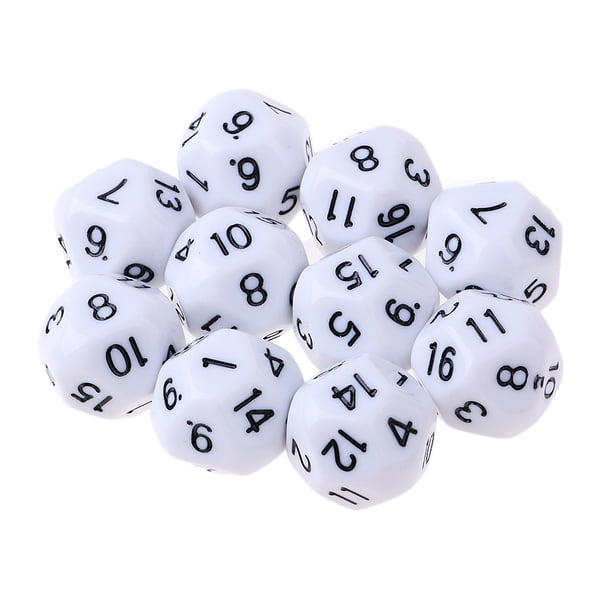 10 piezas de acrílico de 16 dados laterales poliédricos dados 16-Die D16 para , Blanco Yotijar Dados poliédricos