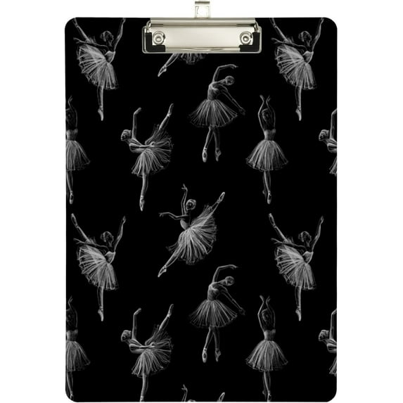 FMSHPON Ballerinas Pattern Clipboard Hardboard Wood Nursing Clip Board and Pull for Standard A4 Letter 13x9 inches