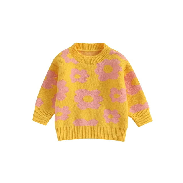 xiaxaixu Chandail d'Automne pour Bébé Fille Imprimé Fleuri Col Rond Chandail en Molleton Manches Longues Pulls Vêtements Automne Hiver