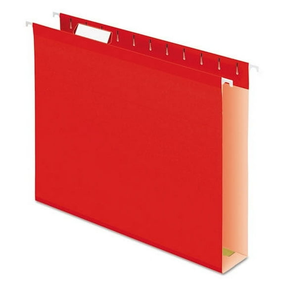 Extra Capacity Reinforced Hanging File Folders With Box Bottom, Letter Size, 1/5-Cut Tab, Red, 25/box | Bundle of 2 Boxes