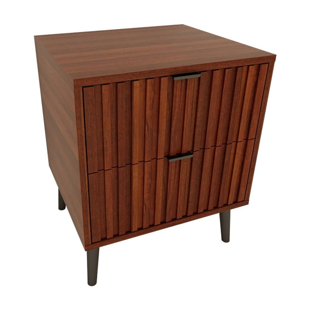 Wooden Nightstand with 2 Drawers Modern Bedside Cabinet Engineered Wood End Table for Bedroom