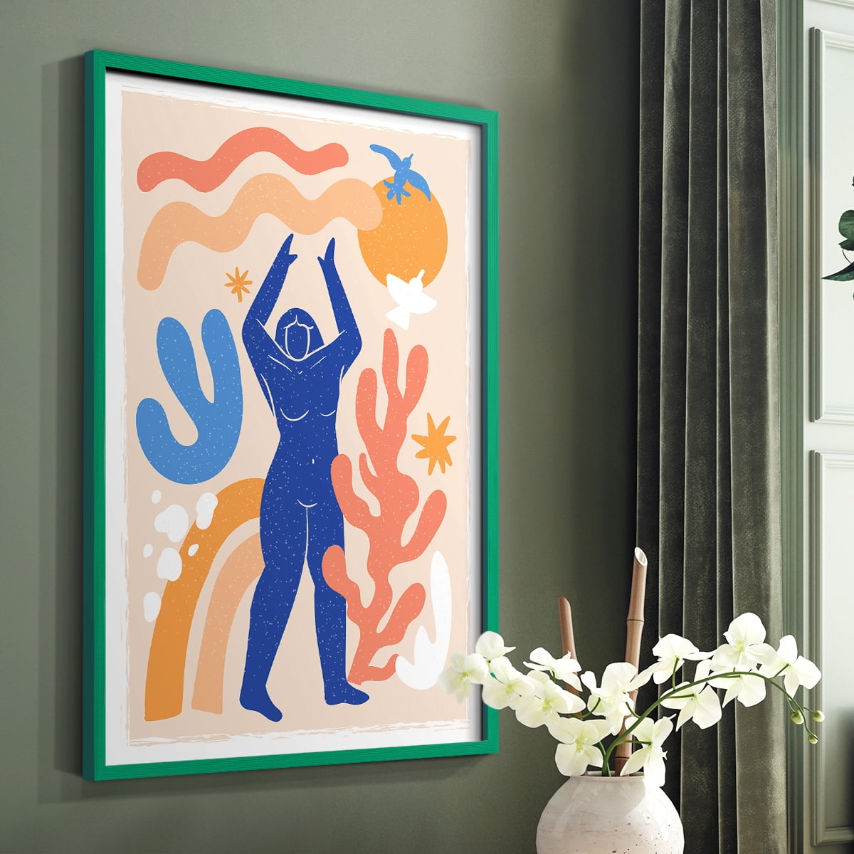 Matisse CCCLX in Green Solid Wood 16 x 20 Framed Print