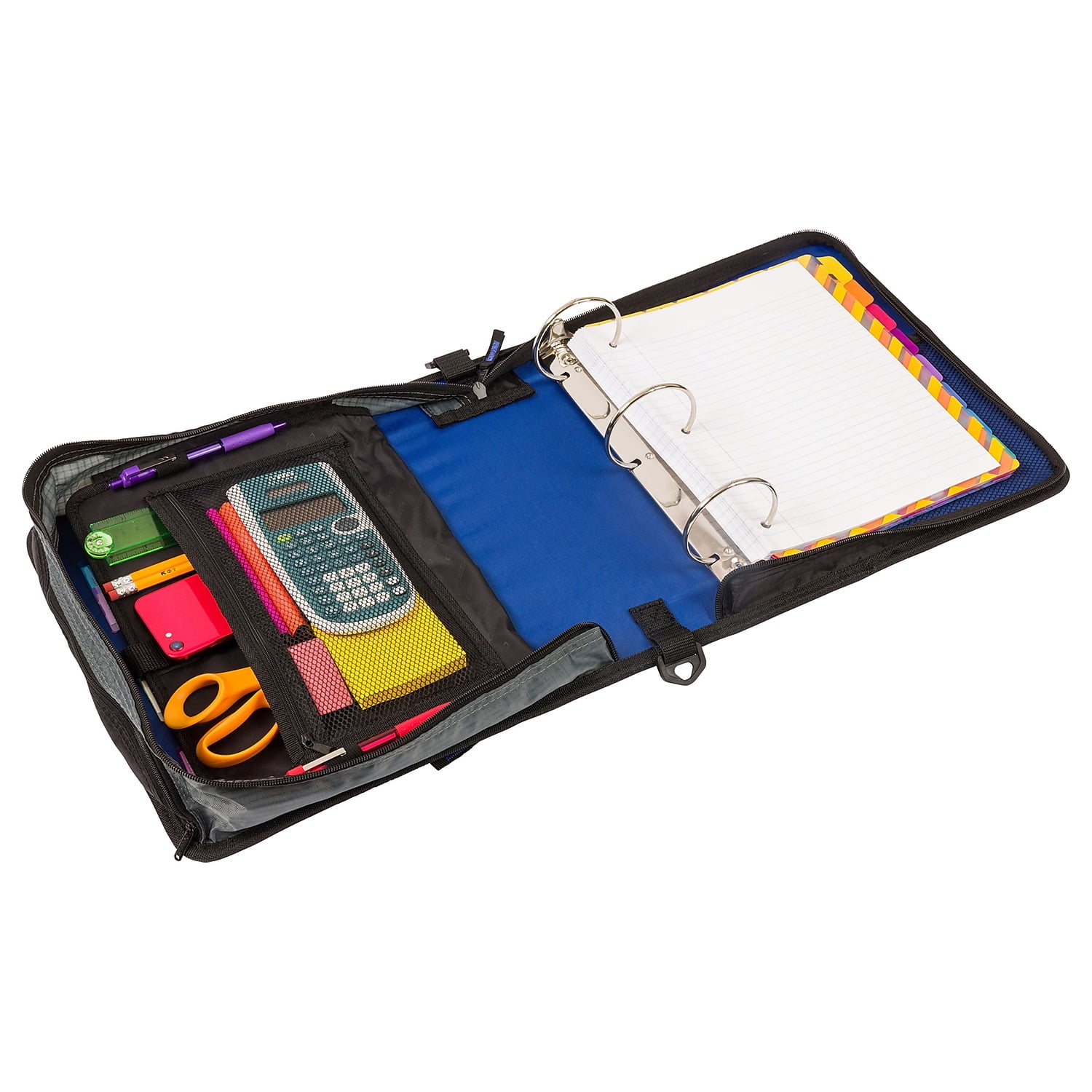 Case It 3-Inch Mighty Zip Tab Zipper Binder, Blue, D-146, Holds