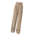 thumbnail image 3 of Aoanydony Womens Wide Leg Pants Straight Leg Office Waisted High Long Pants Loose Khaki M, 3 of 6