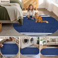 thumbnail image 5 of Navy Blue Striped Round Area Rug 3 FT, Small Kitchen Bathroom Mat, Modern Art Farmhouse Stripes Washable Indoor Outdoor Throw Runner Carpet Non-Shedding Doormat for Table Shower Sofa Entryway, 5 of 8