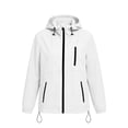 thumbnail image 5 of Rain Jacket For Women Solid Color Long-sleeved Hooded Drawstring Sunscreen And Waterproof Thin Jacket Outdoor Hiking Sports Outdoor Raincoat Windbreaker, 5 of 9