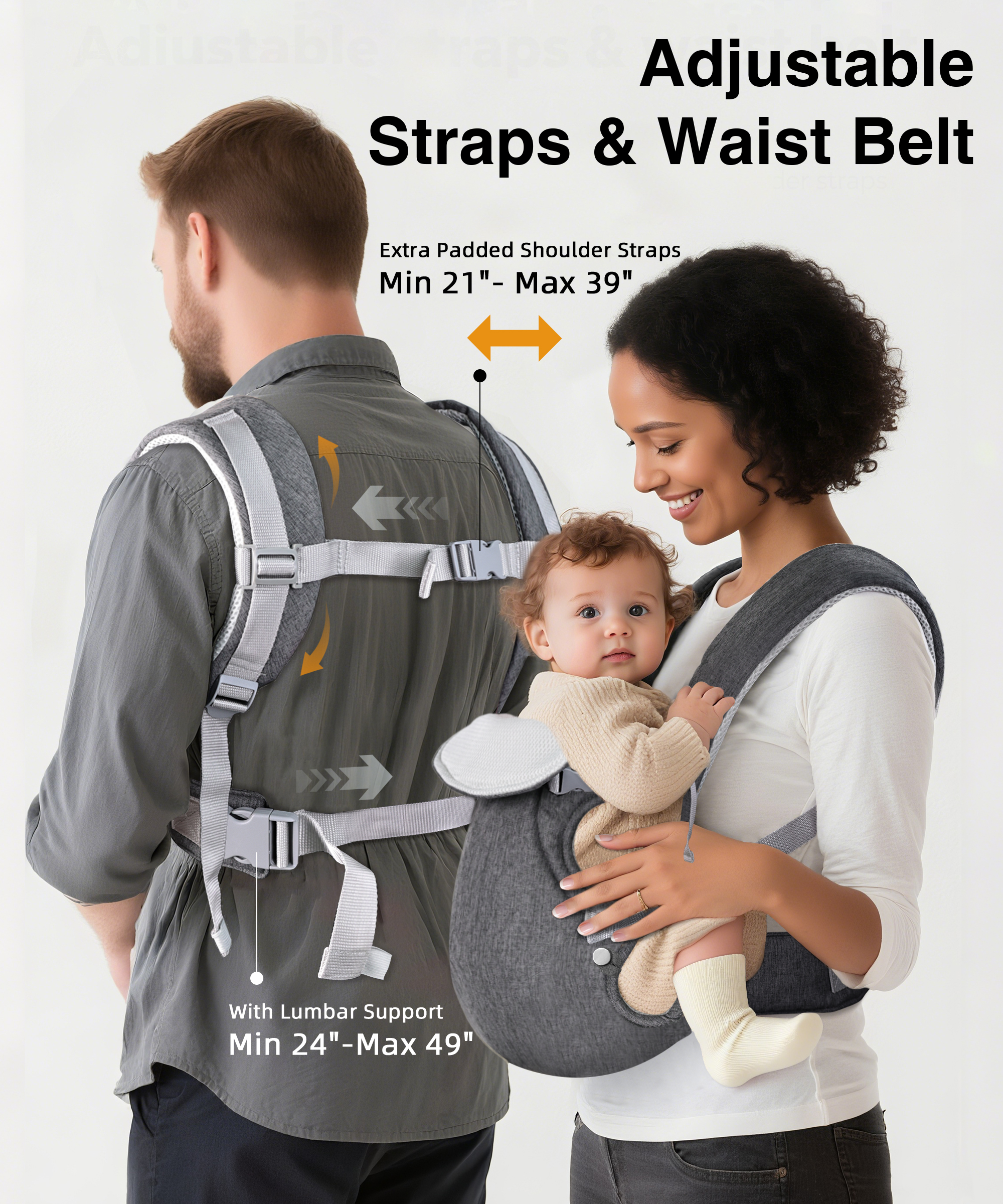 RUPOUN 4-Position Convertible Baby Carrier, Gray photo 2