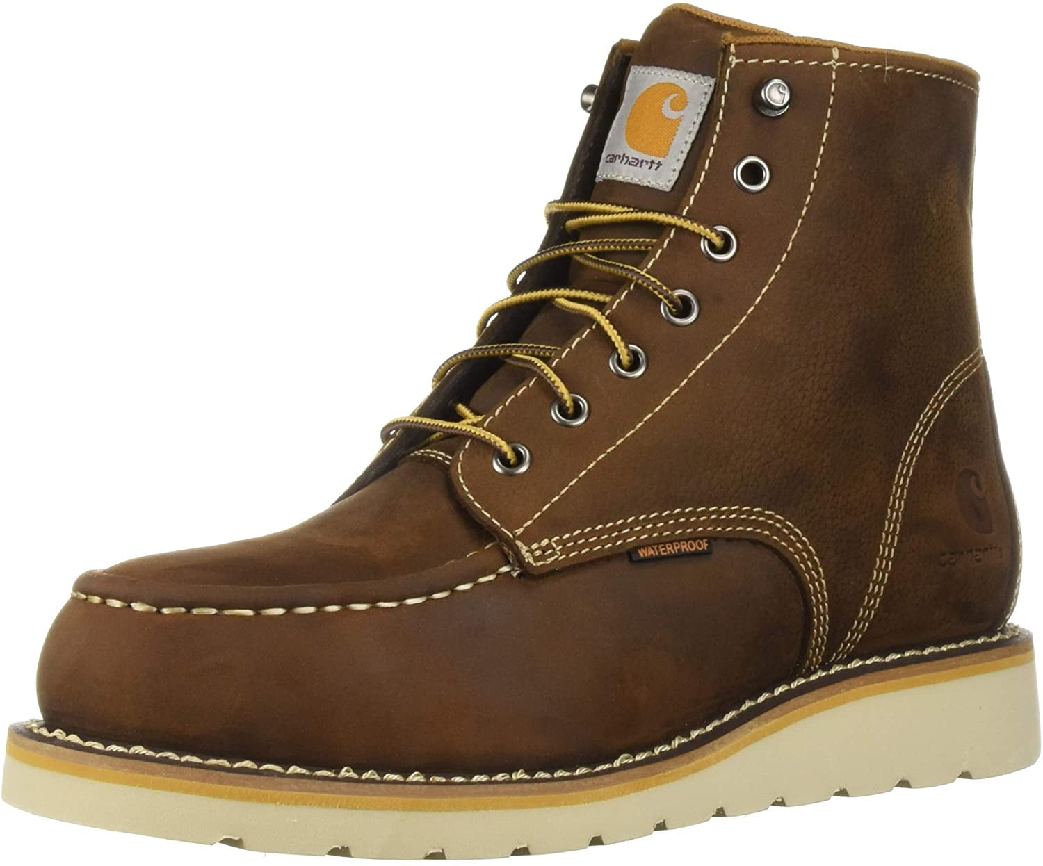 Carhartt Men's 6 Inch Waterproof Wedge Steel Toe Industrial Boot, Tan