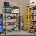 thumbnail image 2 of CAPHAUS NSF Heavy Duty Commercial Adjustable Wire Shelving w/ Wheels & Leveling Feet, Kitchen Storage Metal Shelf, Garage Storage Shelving, Utility Wire Rack Storage Unit, Black 36 x 18 x 76 4-Tier, 2 of 9