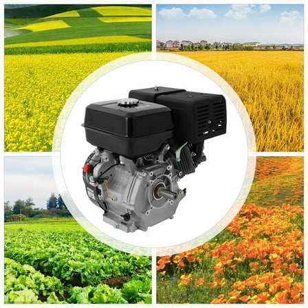 OHV Horizontal Shaft Gas Engine Recoil Start 4-Stroke Gasoline Motor 420cc 15HP for Water Pumps, Vibrators