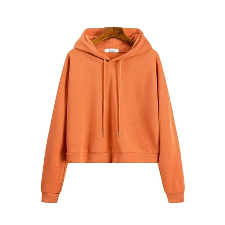 

Trench Coats for Women Fleece Jacket Women Women s Trendy Top Solid Color Winter Hooded Comfortable Long Sleeve Coat Cardigan Sweaters for Women Clearance Rain Coats for Women Orange 2XL