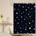 thumbnail image 2 of Black Stars Shower Curtain 72x72, Waterproof Washable Polyester Bathroom Curtain, Cosmic Star Bath Curtain with 12 Plastic C Hooks, Machine Washable Fabric Bath Curtain for Bathroom Decor, 2 of 5