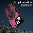 thumbnail image 5 of Strong Magnetic for iPhone 15 Case with Hidden Stand, Compatible with Mag-Safe, Military Grade Drop Protection, Built-in Kickstand for iPhone 15 Heavy Duty Shockproof Cover, Purple, 5 of 7