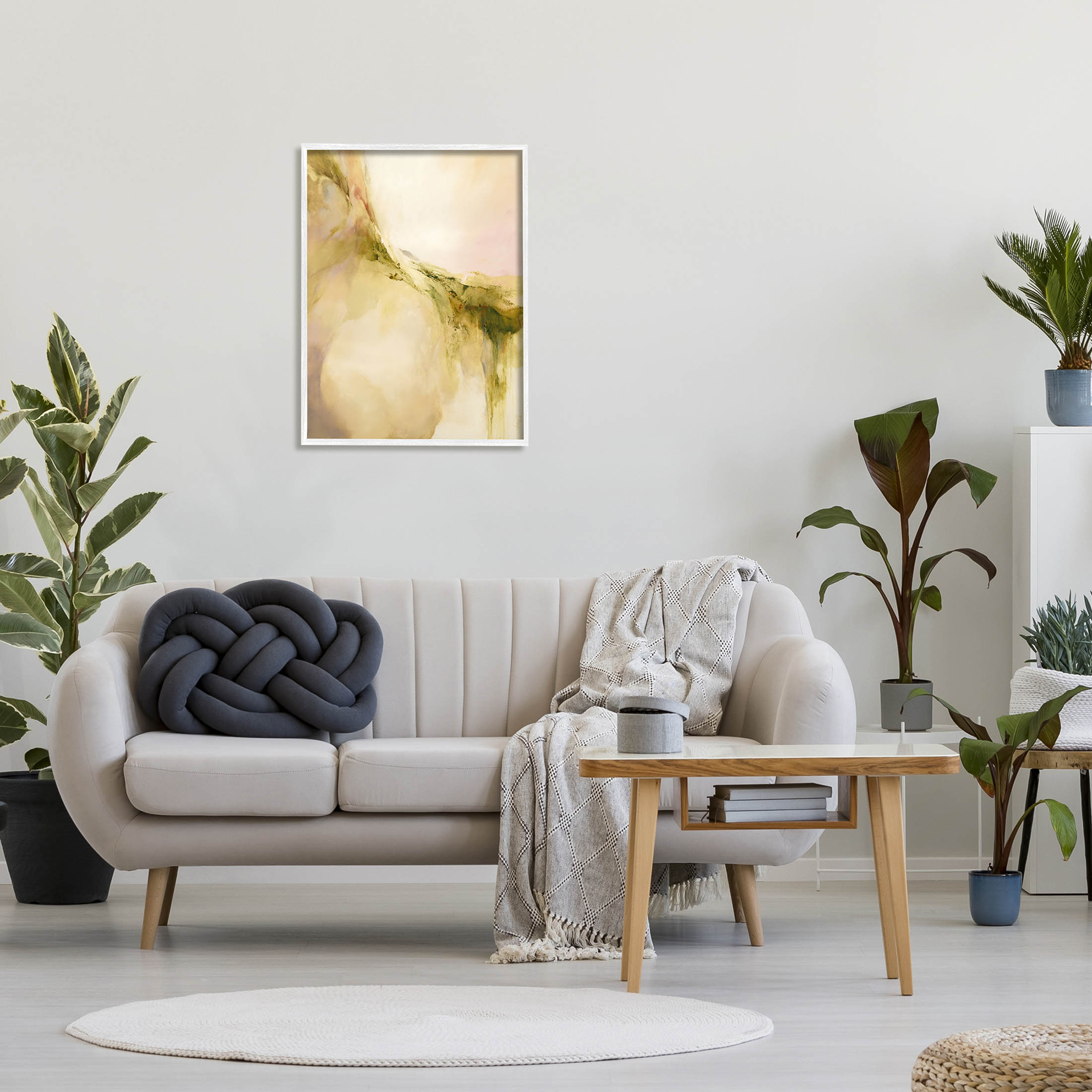 Soft Abstract Neutral Composition Abstract Graphic Art White Framed Art Print Wall Art