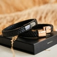 thumbnail image 2 of 18k Rose Gold | Infinity Braid | Leather Bracelet, 2 of 5